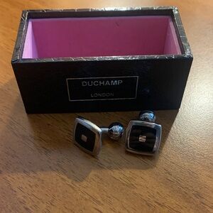 Duchamp London Black and Silver Square Cufflinks